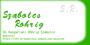 szabolcs rohrig business card